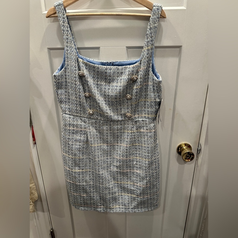 Blue Plaid Sleeveless Dress